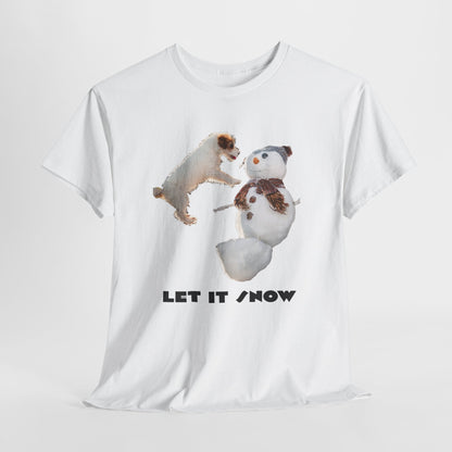 Let It Snow Dog & Snowman Tee — Funny Cute Holiday T-Shirt