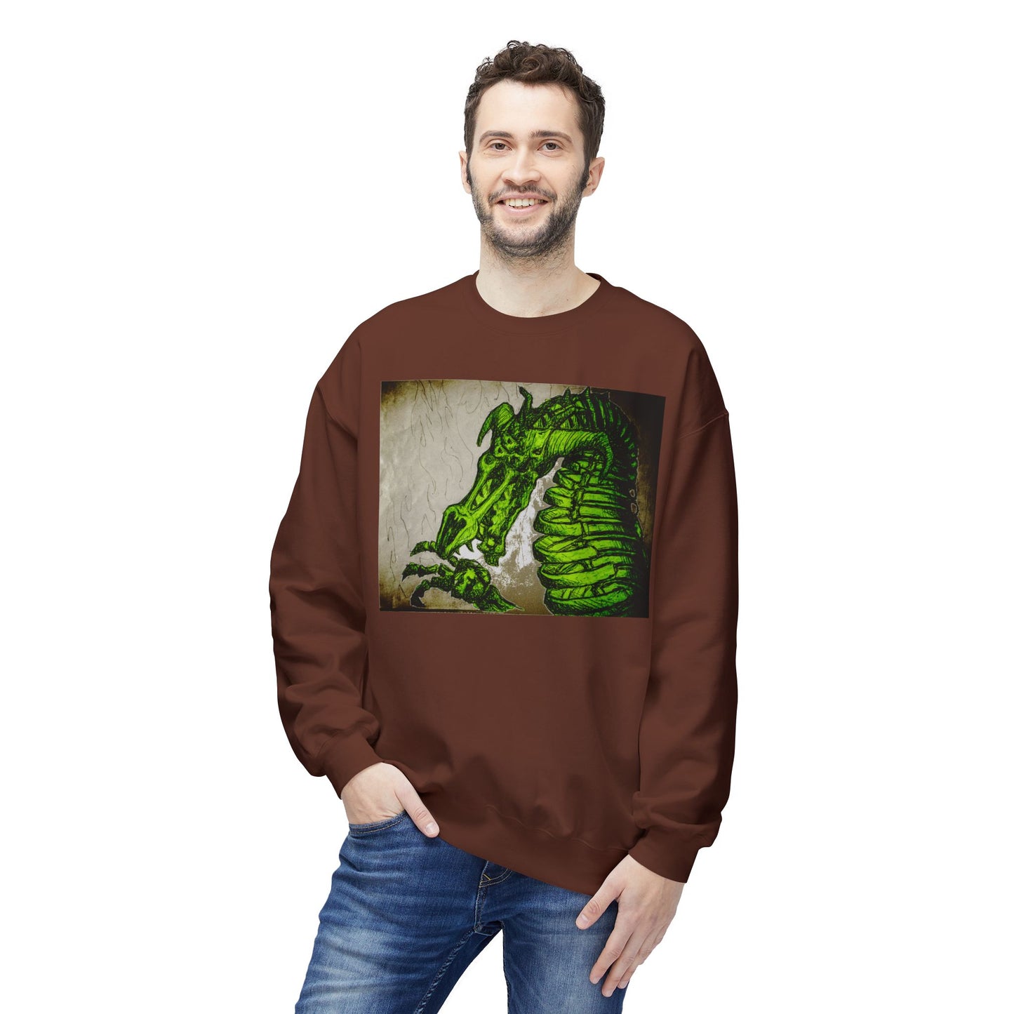 Vintage Green Dragon Unisex Midweight Softstyle Fleece Crewneck Sweatshirt