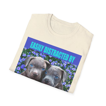 Easily Distracted by Puppies Cute Dog Lover T-Shirt, Easily Distracted by Dogs Tee, Perfect Gift for Pet Owners, Animal Lover Apparel, Casual Everyday Wear