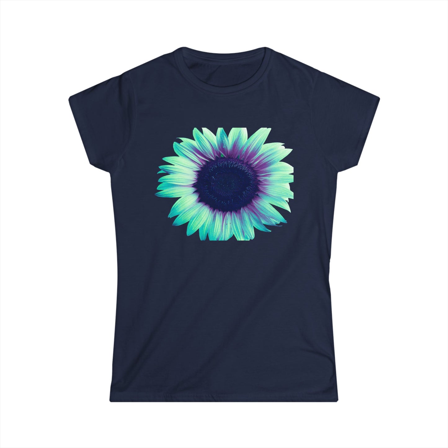 Women’s Tee — Teal & Purple Sunflower Graphic