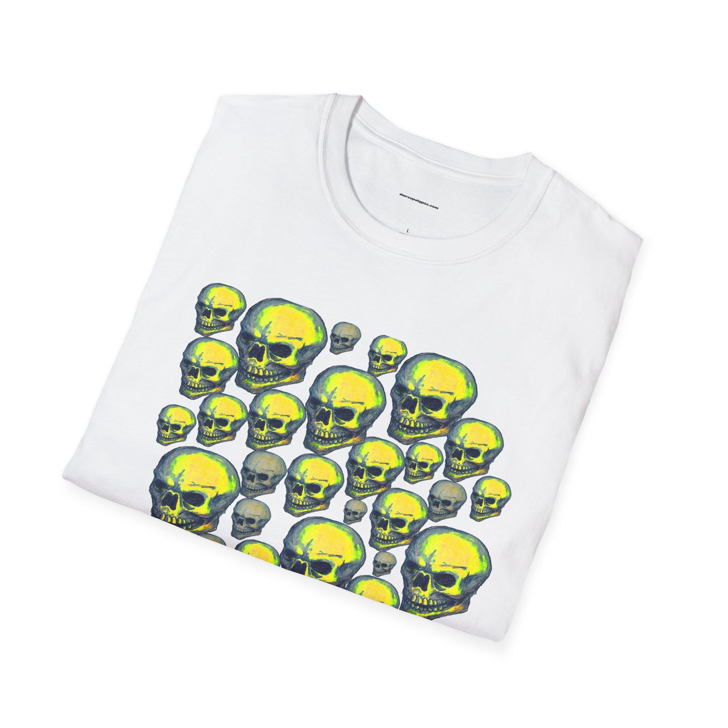 Neon Skull Cluster T-Shirt — Retro Grunge Graphic Tee for Halloween & Streetwear