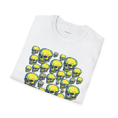 Neon Skull Cluster T-Shirt — Retro Grunge Graphic Tee for Halloween & Streetwear