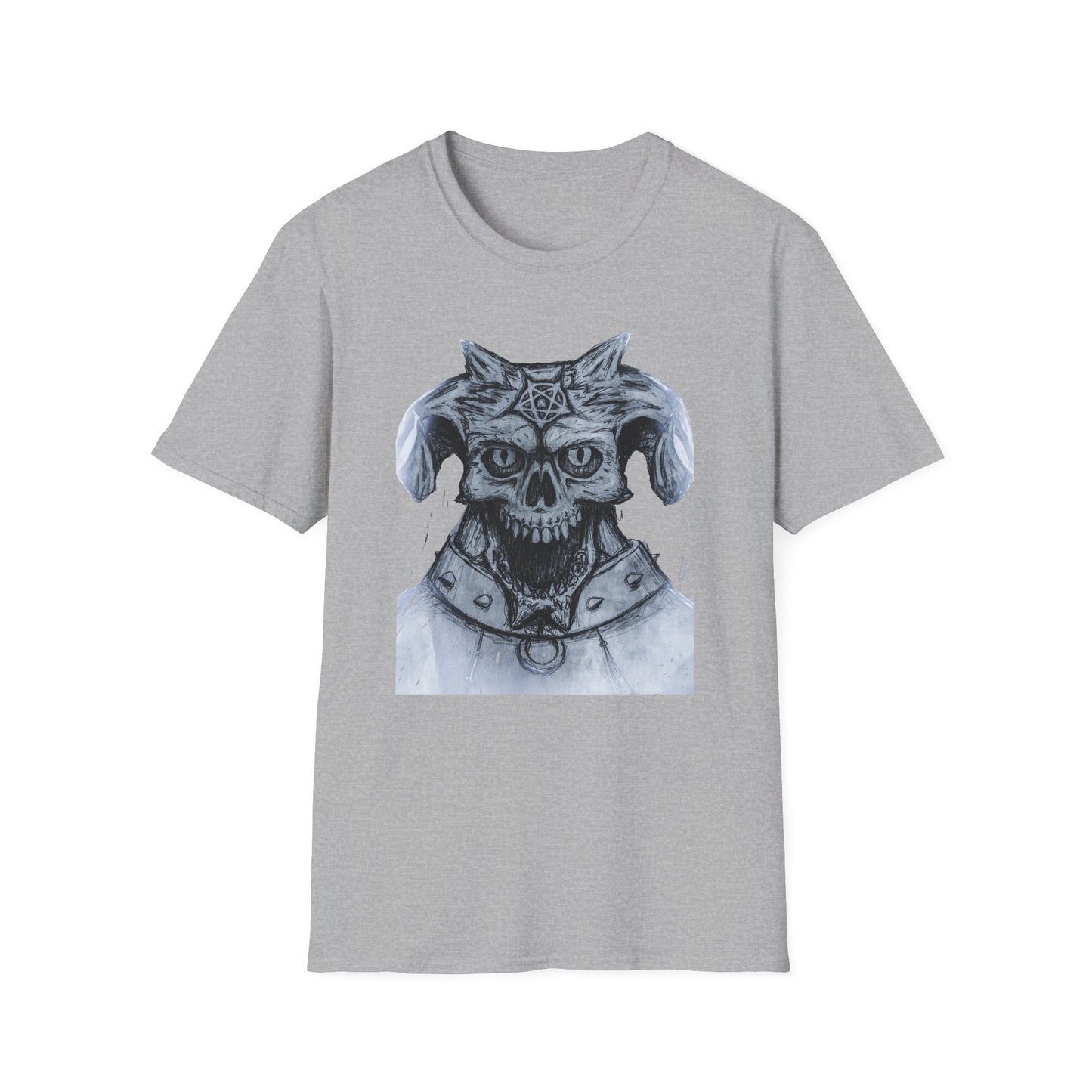 Edgy Graphic Tee: Unisex Softstyle T-Shirt with Skull Design, Art Lover Gift, Halloween Costume, Casual Wear, Unique Artwork Apparel
