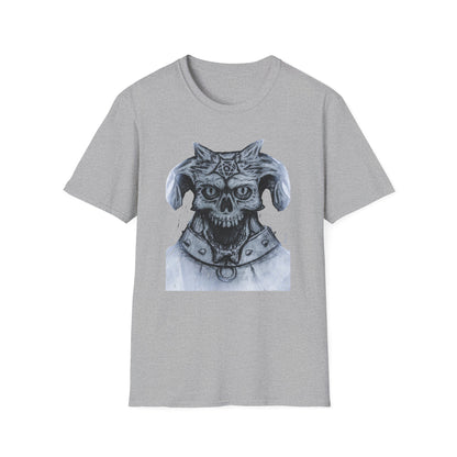 Edgy Graphic Tee: Unisex Softstyle T-Shirt with Skull Design, Art Lover Gift, Halloween Costume, Casual Wear, Unique Artwork Apparel