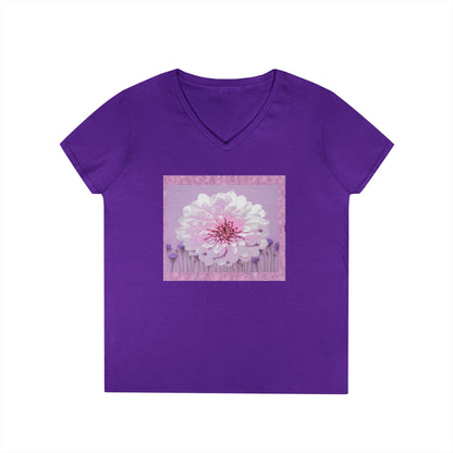 Floral V-Neck Tee — 'Sophie's Saturday' Pink Blossom Graphic
