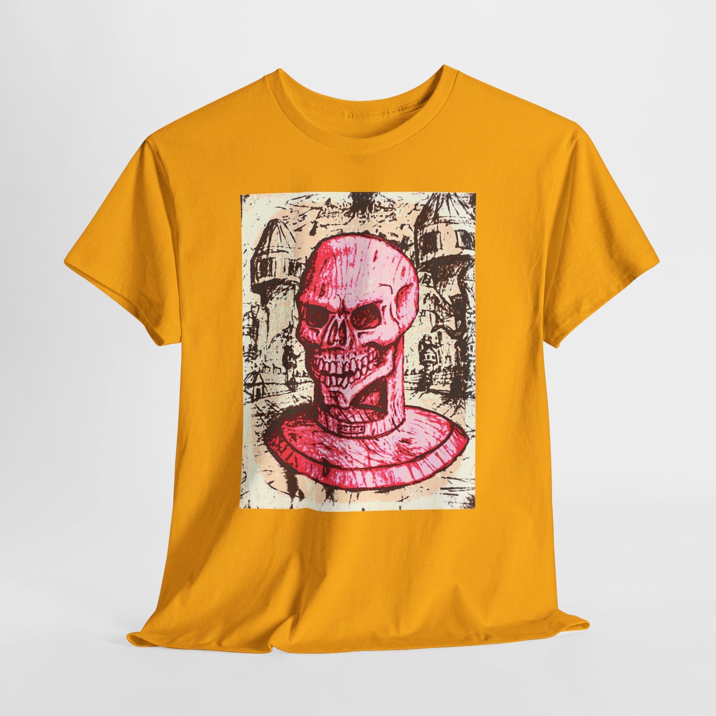 Vibrant Skull Graphic Tee, Unisex Heavy Cotton Shirt, Art Tee, Halloween Apparel, Edgy Casual Wear, Unique Gift