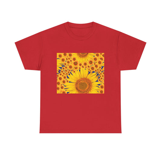 Sunflower Vibes Unisex Heavy Cotton Tee - Perfect for Summer, Nature Lovers, Gardening Celebrations, Casual Wear, Gift Ideas