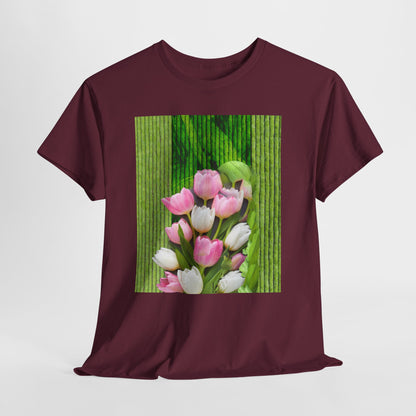 Textured Tulips Unisex Heavy Cotton Tee - Vibrant Spring Blossom T-Shirt, Everyday Wear, Gift for Plant Lovers, Mother's Day Apparel, [...]