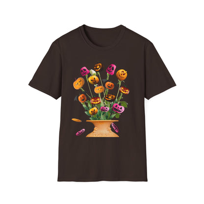 Halloween Pumpkin Bouquet T-Shirt, Cute Fall Tee, Unisex Graphic Shirt, Ideal for Halloween Parties, Seasonal Gift Idea