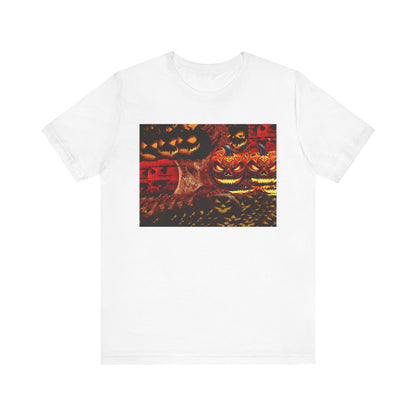 Halloween Distorted Pumpkin Graphic Tee, Unisex T-Shirt for Autumn, Spooky Season Top, Halloween Costume Idea, Men's & Women's Casual Wear