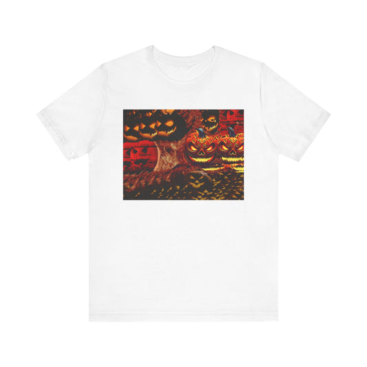 Halloween Distorted Pumpkin Graphic Tee, Unisex T-Shirt for Autumn, Spooky Season Top, Halloween Costume Idea, Men's & Women's Casual Wear